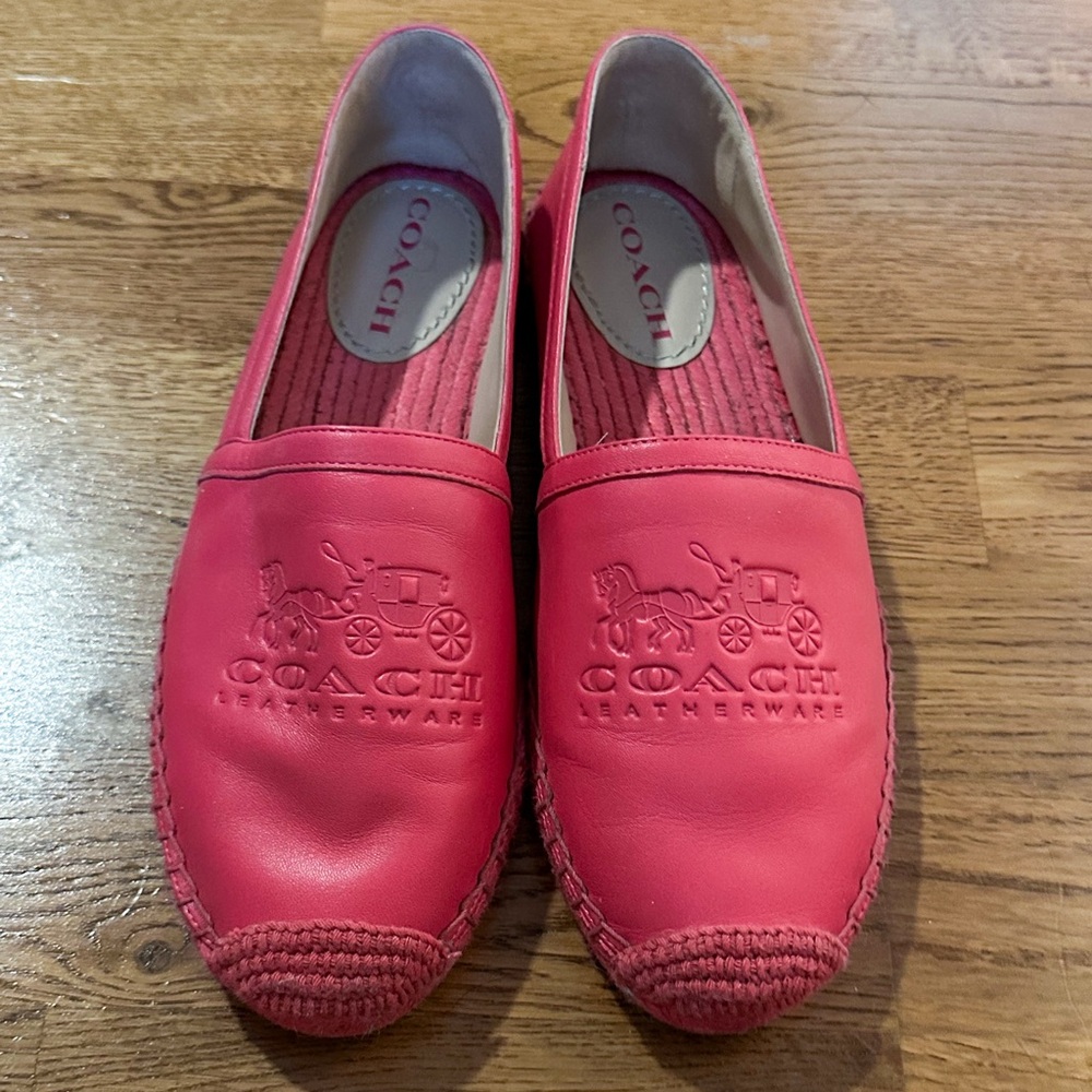 Coach Charlie Espadrille Bold Pink Flats Size 9